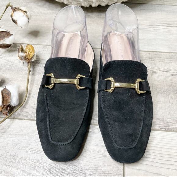 Patricia Green Shoes - Patricia Green Sorrento Suede Horse Bit Slip On Mules Black Size 10M